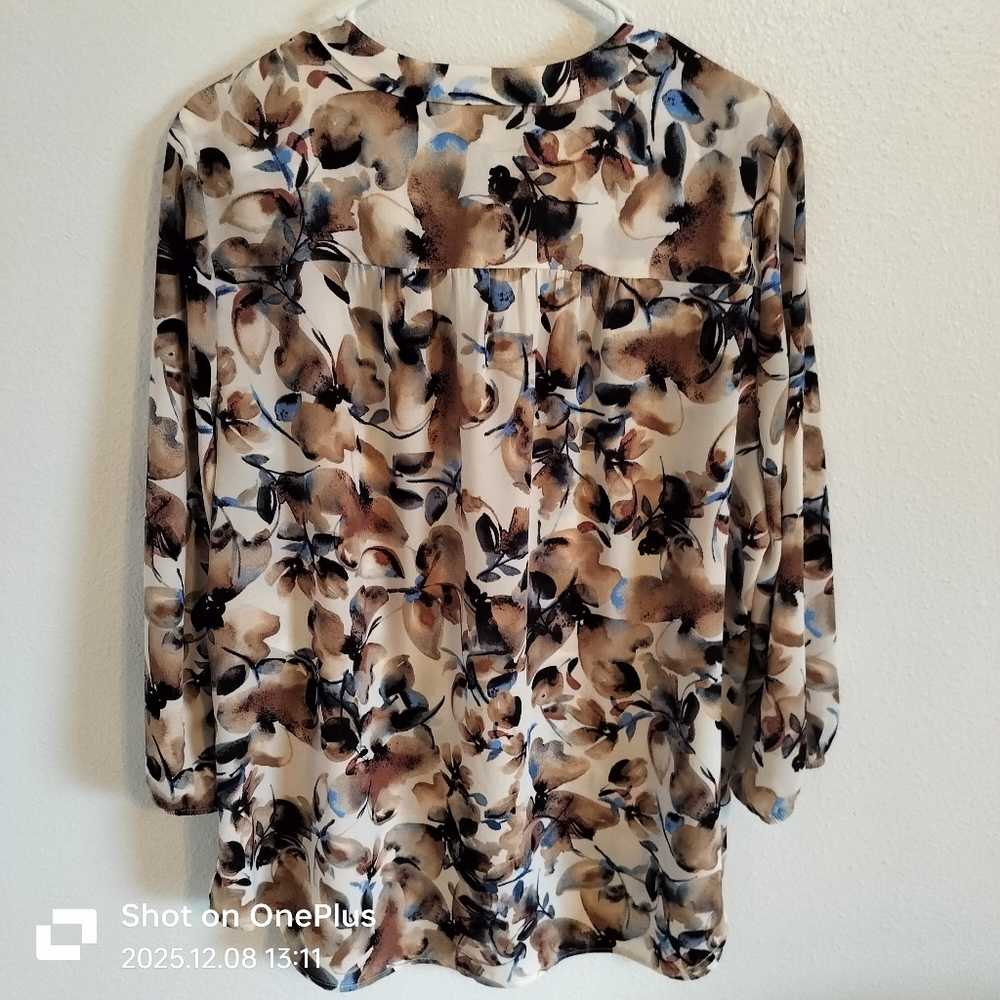 Women's Jones New York Watercolor Floral Tunic Whimsigoth Boho Contemporary - Picture 3 of 5